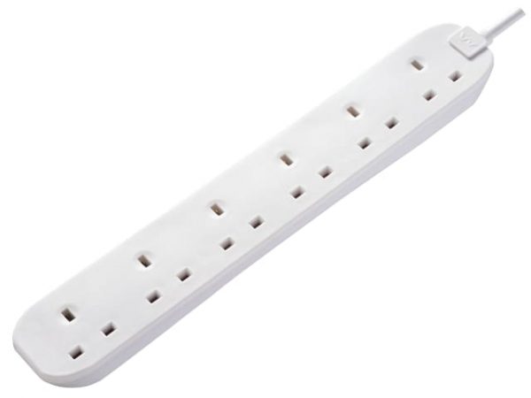 Extension Lead 240V 6-Gang 13A White 2m MSTBSG210