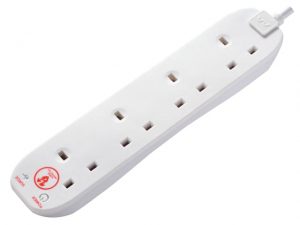 Extension Lead 240V 4-Gang 13A White Surge Protected 2m MSTSRG4210