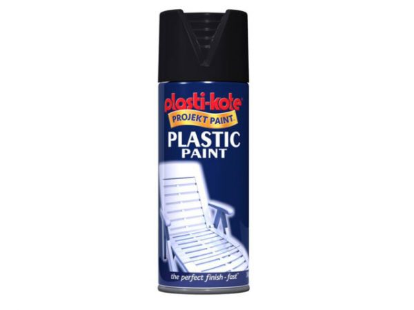 Plastic Paint Spray Black Gloss 400ml PKT10606