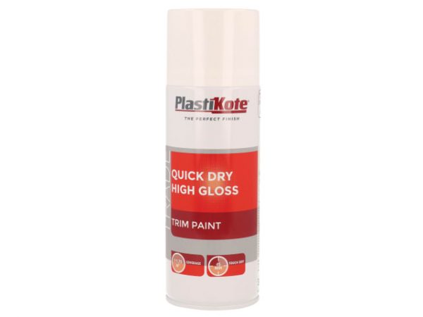 Trade Quick Dry Trim Spray Paint High Gloss White 400ml PKT71007