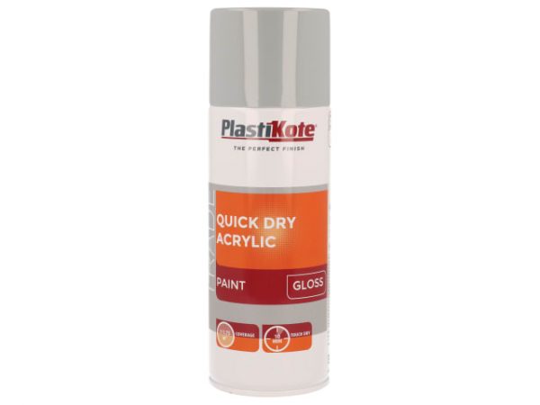 Trade Quick Dry Acrylic Spray Paint Gloss Grey 400ml PKT71012