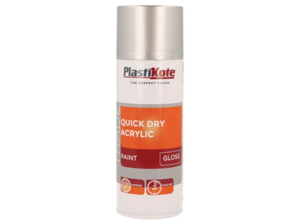 Trade Quick Dry Acrylic Spray Paint Gloss Silver 400ml PKT71013