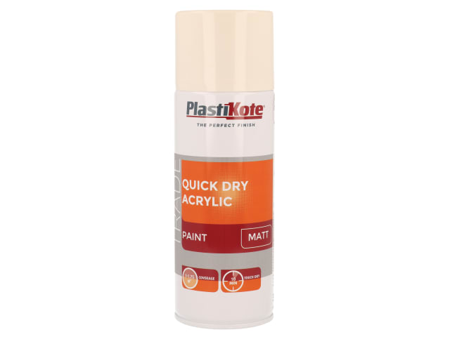 Trade Quick Dry Acrylic Spray Paint Matt Magnolia 400ml PKT71015