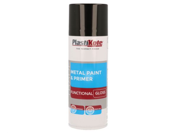Trade Metal Spray Paint & Primer Gloss Black 400ml PKT71024