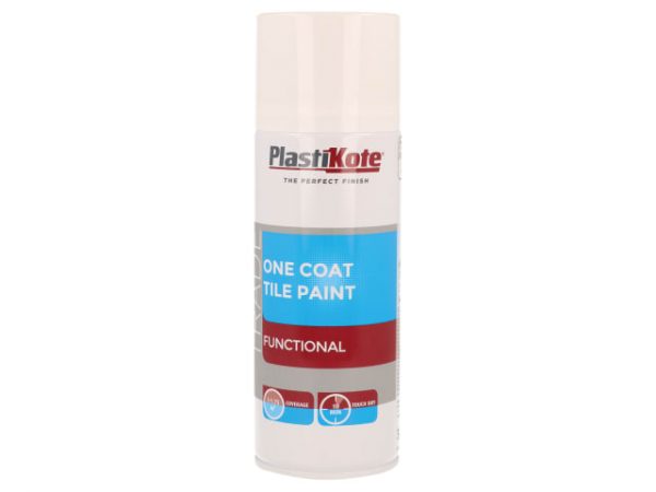 Trade One Coat Spray Tile Paint Gloss White 400ml PKT71026