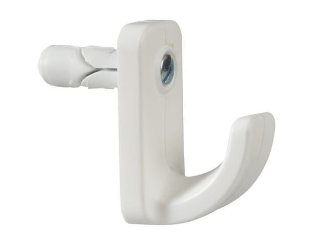 White Single Hollow Door Hook Pack of 1 PLAHW124