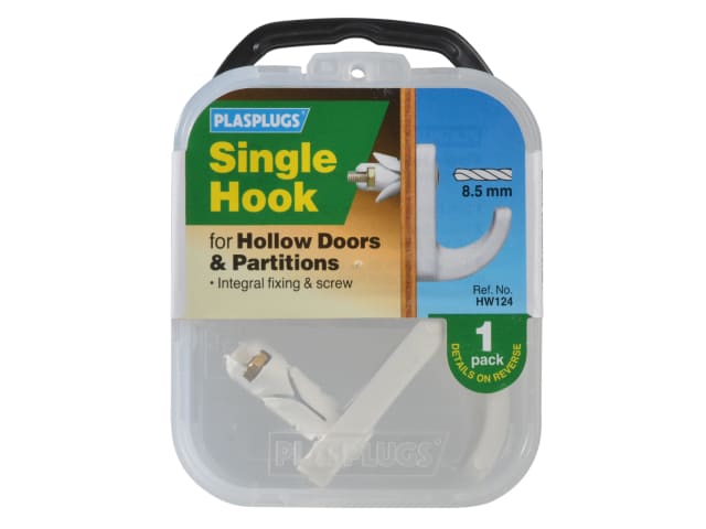 White Single Hollow Door Hook Pack of 1 PLAHW124 - Image 3