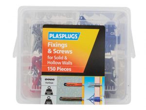 Fixings & Screws Kit for Solid & Hollow Walls -  150 Piece PLAKMIX150