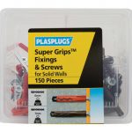 Super Grips Fixings & Screws Kit for Solid Walls -  150 Piece PLAKSW150