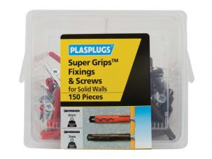 Super Grips Fixings & Screws Kit for Solid Walls -  150 Piece PLAKSW150