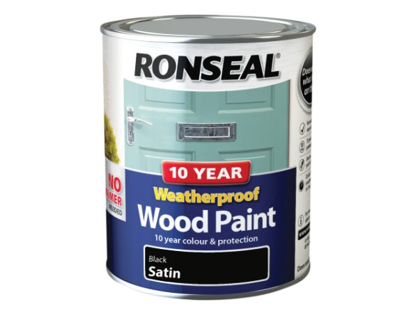 10 Year Weatherproof Wood Paint Black Satin 750ml RSL38786