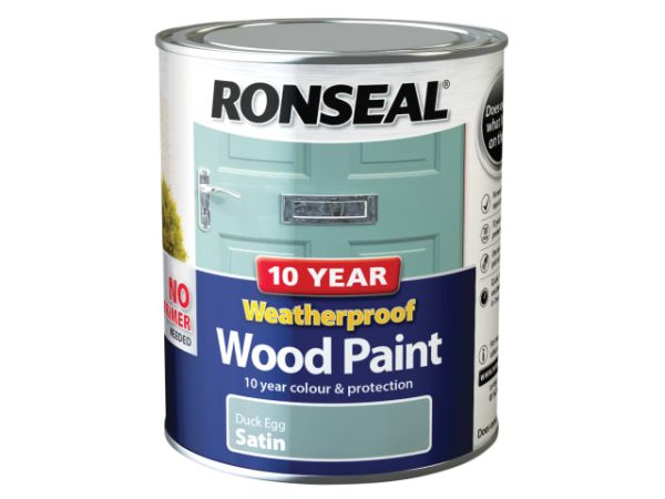 10 Year Weatherproof Wood Paint Duck Egg Blue Satin 750ml RSL38792