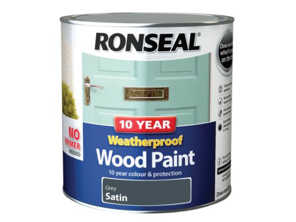 10 Year Weatherproof Wood Paint Grey Satin 2.5 litre RSL38796