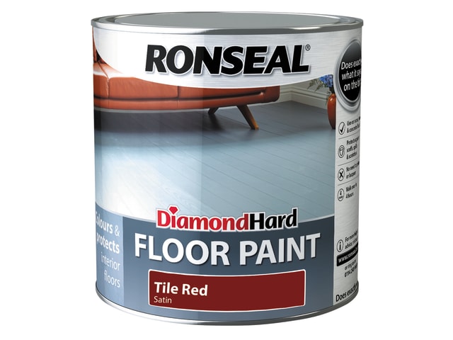 Diamond Hard Floor Paint Satin Tile Red 2.5 litre RSLDHFPTR25L