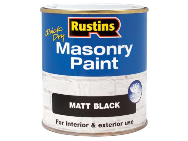 Quick Dry Masonry Paint Matt Black 500ml RUSMASPB500