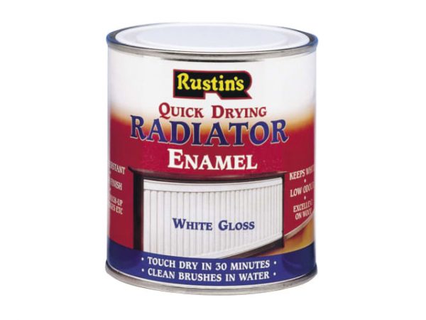 Quick Dry Radiator Enamel Paint Gloss White 500ml RUSQDREG500