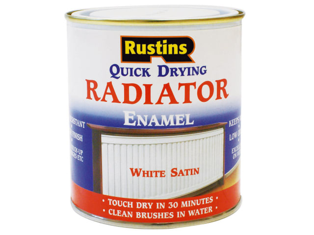 Quick Dry Radiator Enamel Paint Satin White 500ml RUSQDRES500
