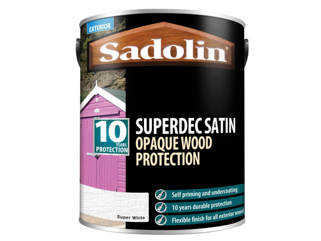 Superdec Opaque Wood Protection Super White Satin 5 litre SAD5028827