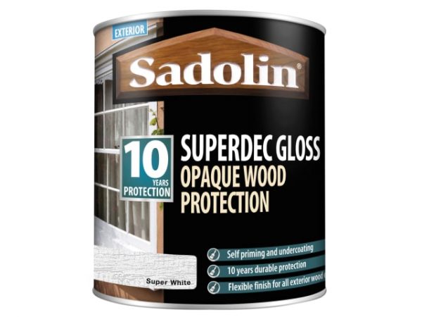 Superdec Opaque Wood Protection Super White Gloss 1 litre SAD5028850