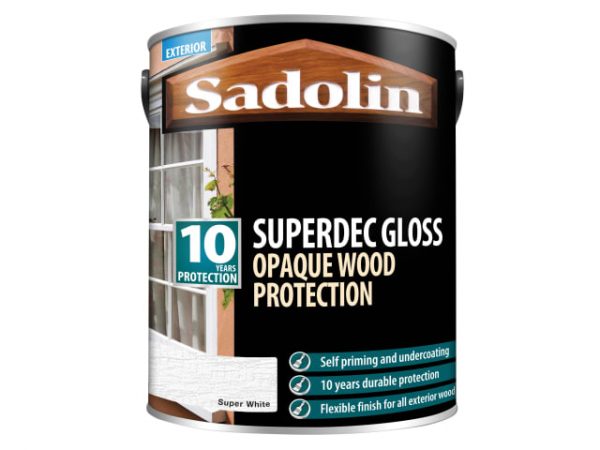 Superdec Opaque Wood Protection Super White Gloss 5 litre SAD5028852