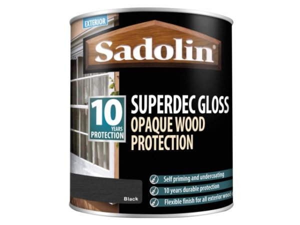 Superdec Opaque Wood Protection Black Gloss 1 litre SAD5028853