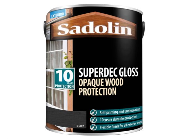 Superdec Opaque Wood Protection Black Gloss 5 litre SAD5028855