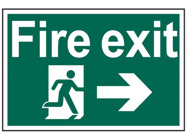 Fire Exit Running Man Arrow Right - PVC 300 x 200mm SCA1504