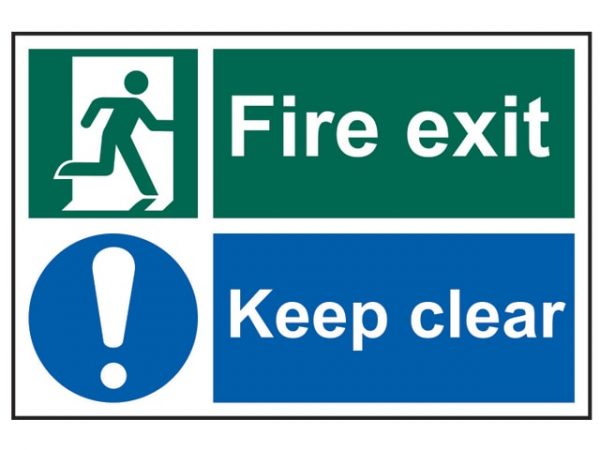 Fire Exit Keep Clear - PVC 300 x 200mm SCA1540