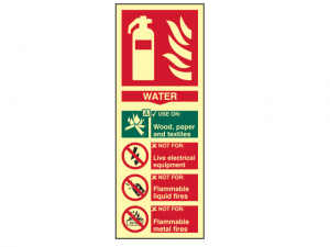 Fire Extinguisher Composite Water - Photoluminescent 75 x 200mm SCA1590