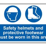 Safety Helmets + Footwear To Be Worn PVC 600 x 400mm SCA4001