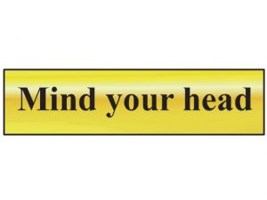 Mind Your Head - Polished Brass Effect 200 x 50mm SCA6030