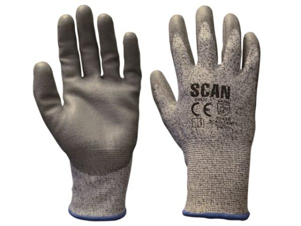 Grey PU Coated Cut 5 Gloves - M (Size 8) SCAGLOCUT5M
