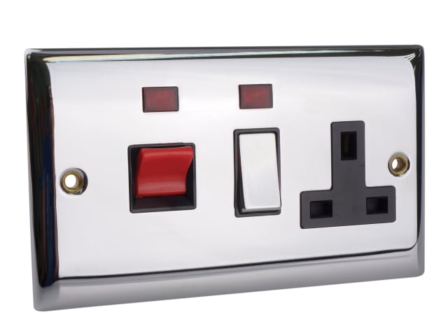 Switched Cooker Control Unit Neon 45A 1-Gang Chrome SMJCK45NECH