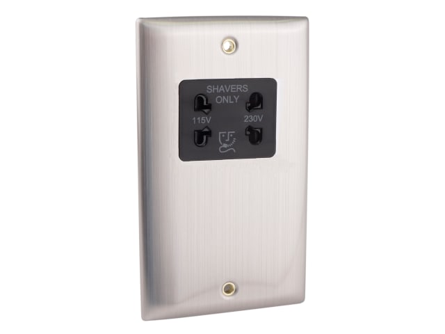 Dual Voltage Shaver Socket Brushed Steel SMJSKSHAVBS