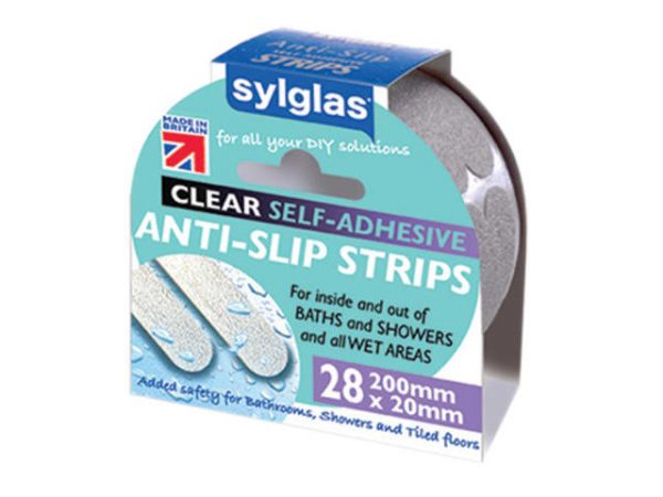 Anti-Slip Strips 200 x 20mm Clear (Pack 28) SYLASSCL