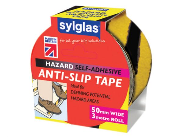 Anti-Slip Tape 50mm x 3m Black & Yellow Hazard SYLASTBLY