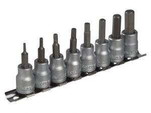 M3811 Socket Clip Rail AF Hex Set of 8 3/8in Drive TENM3811