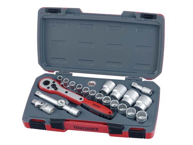 T1221 Socket Set of 21 Metric 1/2in Drive TENT1221
