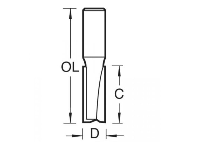 3/08 x 1/4 TCT Two Flute Cutter 12.7 x 25mm TRE30814TC - Image 2