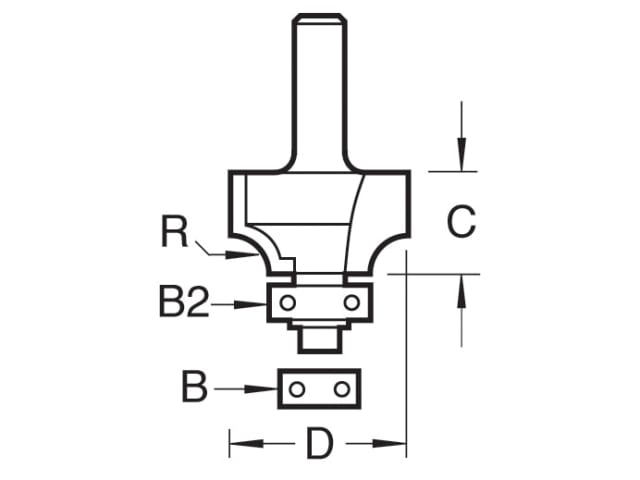 C076 x 1/4 TCT Bearing Guided Ovolo & Round Over 6.3mm Radius TREC07614TC - Image 2