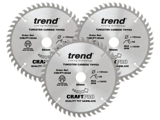 CraftPro Panel Trim Saw Blade 160 x 20mm x 48T (Pack 3) TREPT1603P