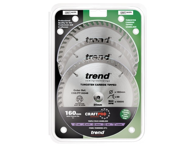 CraftPro Panel Trim Saw Blade 160 x 20mm x 48T (Pack 3) TREPT1603P - Image 2