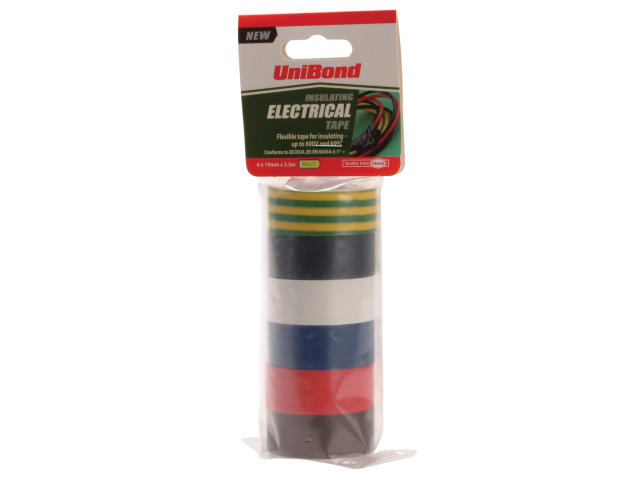 Electrical Tape (6 Colour Pack) 19mm x 3.5m UNI1415390 - Image 2