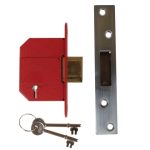 StrongBOLT 2100S BS 5 Lever Mortice Deadlock 81mm 3in Satin Chrome Visi UNNY2100SC30