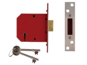 2101 5 Lever Mortice Deadlock Satin Chrome Finish 65mm 2.5in Visi UNNY2101SC25