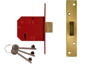 2134E 5 Lever BS Mortice Deadlock Satin Brass Finish 79.5mm 3in Visi UNNY2134EP30