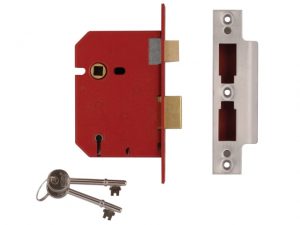 2201 5 Lever Mortice Sashlock Satin Chrome 65mm 2.5in Box UNNJ2201SC25