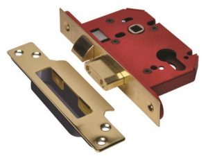 StrongBOLT 22EU EUS-PB-2.5 Euro Sashlock Plated Brass 68mm 2.5in UNNJL22EPB25