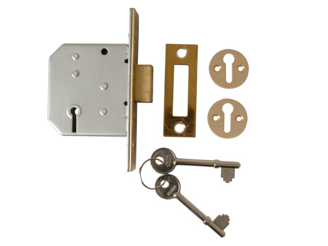 2177 3 Lever Mortice Deadlock Polished Brass 65mm 2.5in Visi UNNY2177PL25