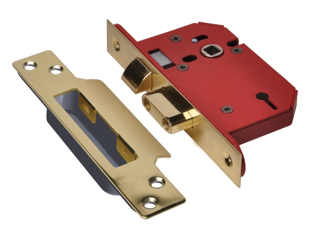 StrongBOLT 2203S 3 Lever Mortice Sashlock Polished Brass 68mm 2.5in Visi UNNY2203PB25